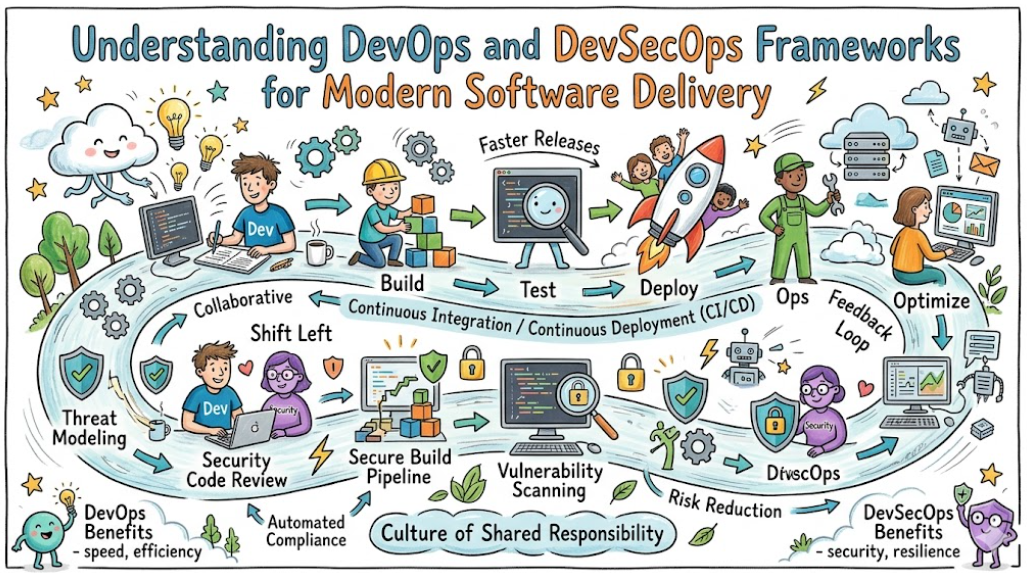 Understanding DevOps and DevSecOps Frameworks for Modern Software Delivery